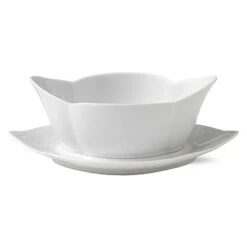 Royal Copenhagen White Fluted Sauskom Met Schotel