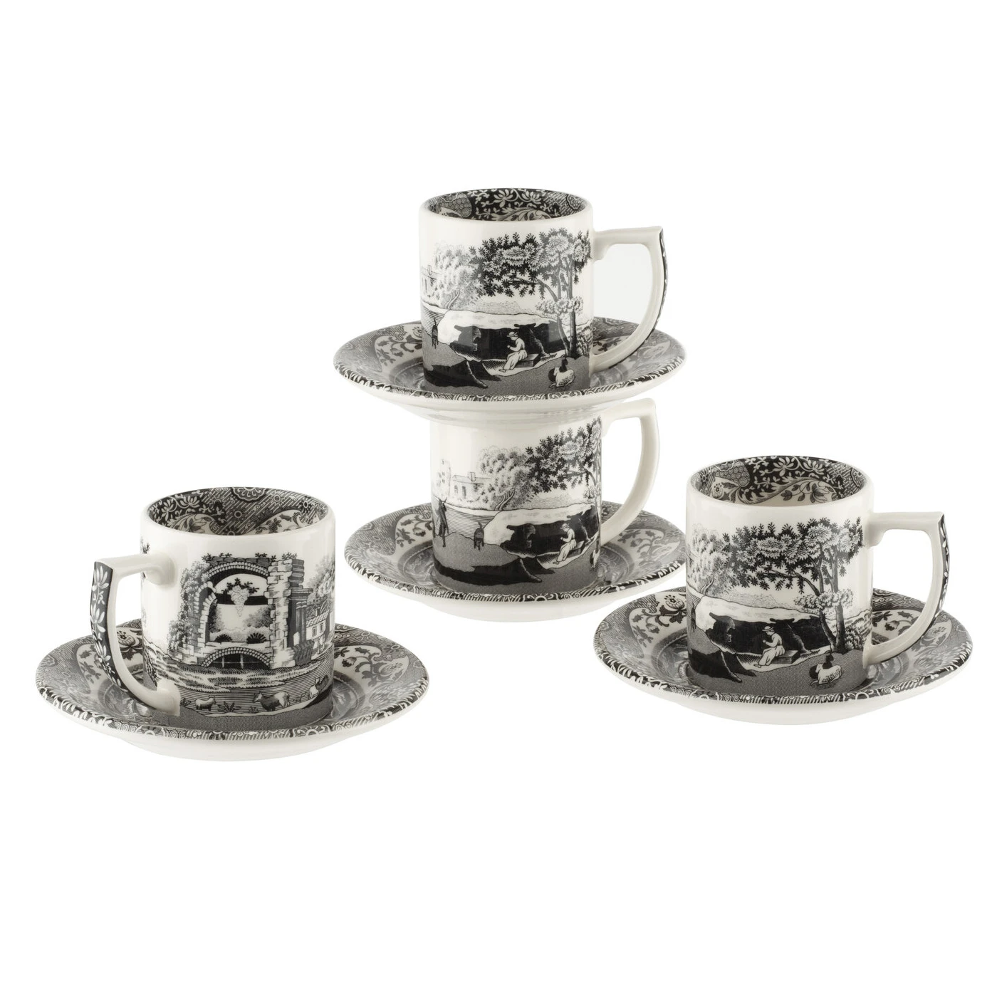 Spode Black Italian Espressokop Met Schotel 4-pack 1 Spode Black Italian Espressokop Met Schotel 4-pack
