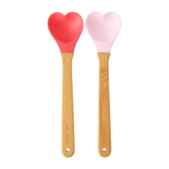 Rice Siliconen Lepel Met Bamboehandvat 23 Cm 2-delig