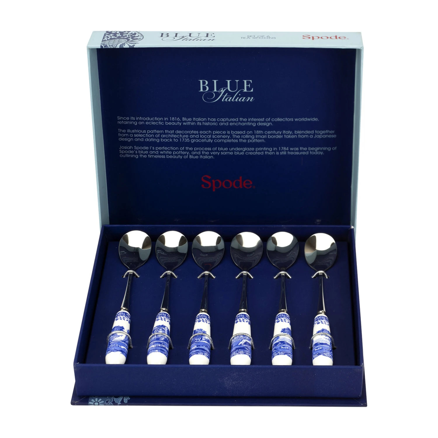 Spode Blue Italian Theelepel 6-pack 2 Spode Blue Italian Theelepel 6-pack - Afbeelding 2
