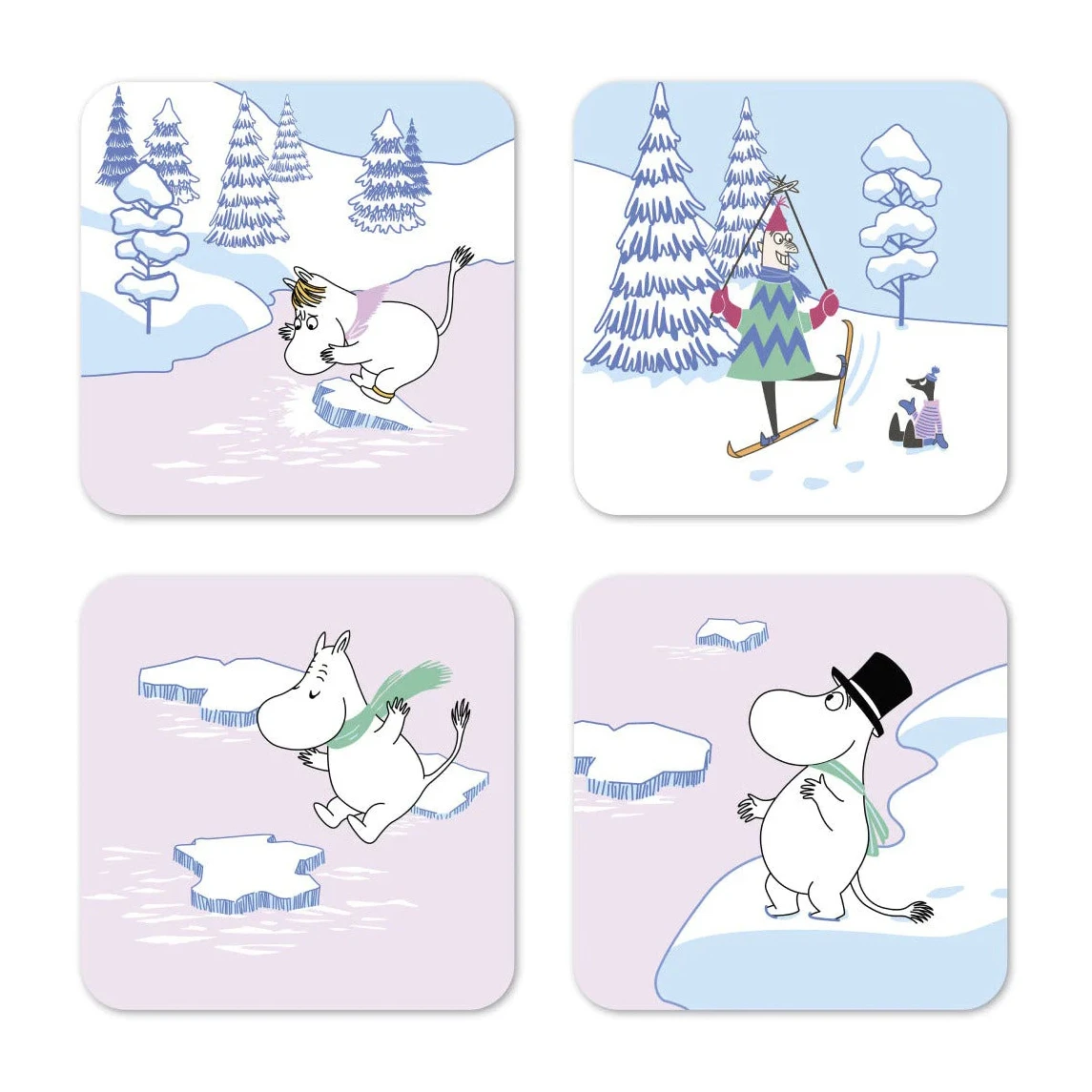 Moomin Glasonderzetter Winter 2022 9x9 Cm 4-pack 1 Moomin Glasonderzetter Winter 2022 9x9 Cm 4-pack