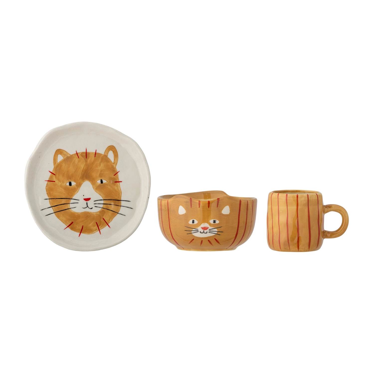 Bloomingville Kittie Kinderservies Aardewerk 3-delig 1 Bloomingville Kittie Kinderservies Aardewerk 3-delig